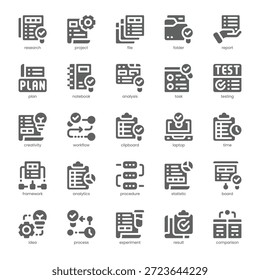 Research Project Icon pack for your website, mobile, presentation, and logo design. Research Project Icon solid design. Vector graphics illustration and editable stroke.