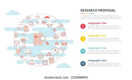 research proposal concept for infographic template banner with four point list information