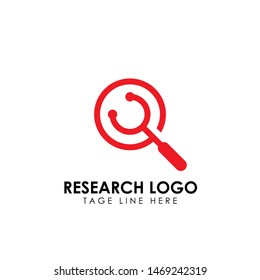 Research Red Color Logo Design Template