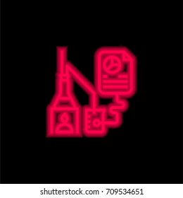Research red glowing neon ui ux icon. Glowing sign logo vector