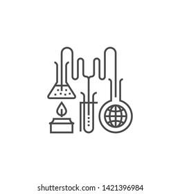 Research Related Vector Thin Line Icon. Isolated on White Background. Editable Stroke. Vector Illustration.