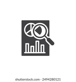 Research report with charts and graphs vector icon. filled flat sign for mobile concept and web design. Research Report glyph icon. Symbol, logo illustration. Vector graphics