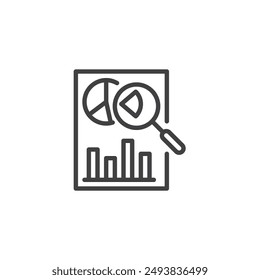 Research Report line icon. linear style sign for mobile concept and web design. Research report with charts and graphs outline vector icon. Symbol, logo illustration. Vector graphics