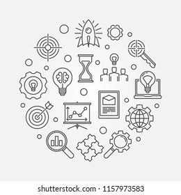 Research round vector simple illustration in thin line style