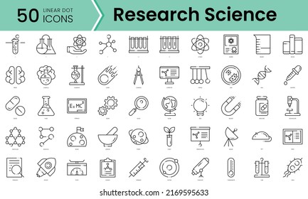 research science Icons bundle. Linear dot style Icons. Vector illustration