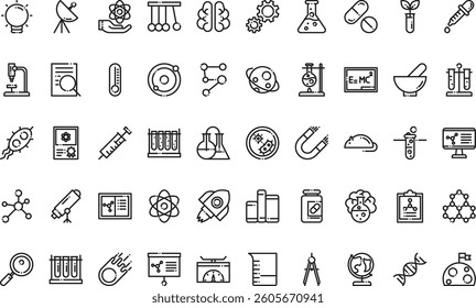 Research science icons High-Quality Vector Icons Collection with Editable Stroke. Ideal for Professional and Creative Projects