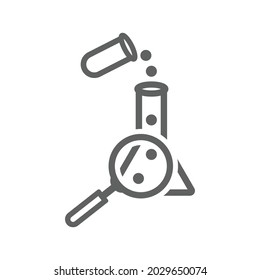 Investigación, ciencia, ícono de laboratorio. Gráficos vectoriales grises.