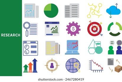 Research, scientific and technological research and development To be used in business and knowledge , Set icons for business ,Icon collection.,Vector illustration.