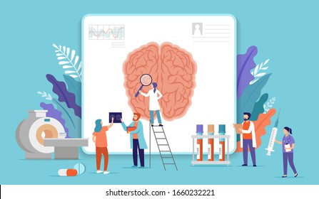 Research Scientist. Science Laboratory, Chemistry Scientists And Clinical Lab. Medical Research Items, Clinical Science Laboratories Experiments. Brain, Mental Health, Digital Brain Scans, Concept