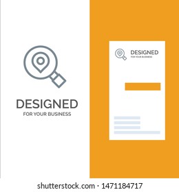 Research, Search, Map, Location Grey Logo Design and Business Card Template. Vector Icon Template background