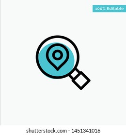 Research, Search, Map, Location turquoise highlight circle point Vector icon