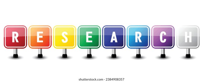 Research sign colorful on white background. vector illustration