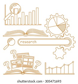 Research and statistics vector line illustration