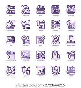Paquete de iconos de herramientas de investigación para su Sitio web, móvil, presentación y diseño de logotipo. Línea de iconos de herramientas de investigación de diseño de color básico. Ilustración gráfica de Vector y trazo editable.