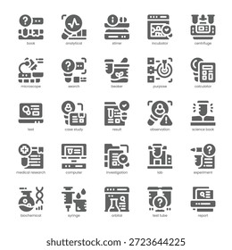 Paquete de iconos de herramientas de investigación para su Sitio web, móvil, presentación y diseño de logotipo. Herramienta de investigación Icon diseño sólido. Ilustración gráfica de Vector y trazo editable.
