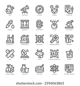 Research Tools Icon pack for your website, mobile, presentation, and logo design. Research Tools Icon outline design. Vector graphics illustration and editable stroke.