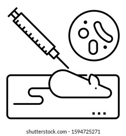 Research Trial Test Concept, Vaccination is being Injected to Rat Vector Icon Design