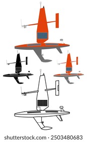 Research Unmanned surface vessel USV vector illustration