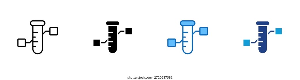 Vector de diseño de íconos de estilo múltiple: tubo de ensayo con bloques ajustables que representan variables independientes, dependientes y controladas en la investigación