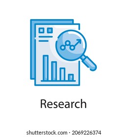 Research vector blue colours Icon Design illustration. Web Analytics Symbol on White background EPS 10 File