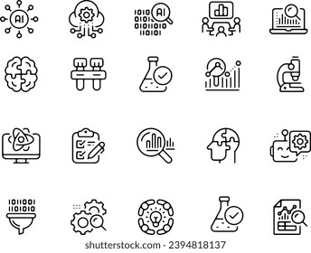 Research - vector design set of linear icons