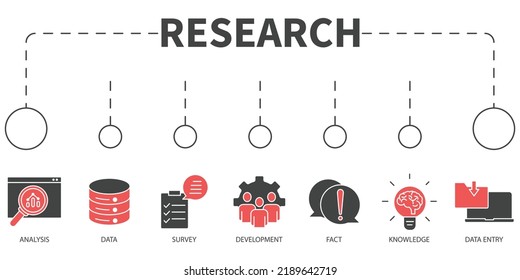research Vector Illustration concept. Banner with icons and keywords . research symbol vector elements for infographic web