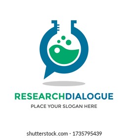 Research vector logo template. This design use bottle and chat symbol. Suitable for analysis.