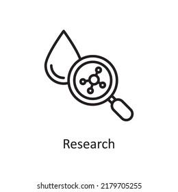 Ilustración de diseño de iconos del contorno del vector de investigación. Símbolo médico sobre archivo EPS 10 de fondo blanco