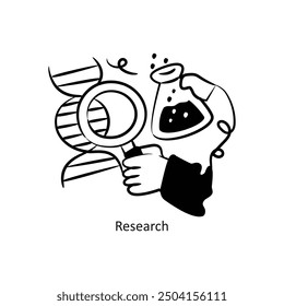 Research vector outline style Design Vector Stock illustration. 