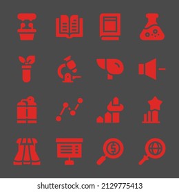 research web icons. Presentation and Book, Flask and Volume symbol, vector signs