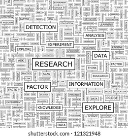 RESEARCH. Word collage. Vector seamless illustration.