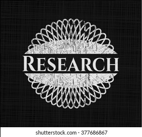 Research written on a blackboard