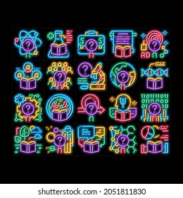 Researcher Business neon light sign vector. Glowing bright icon  Chemical Laboratory And Biology Researcher, Sociology And Demography Research Illustrations