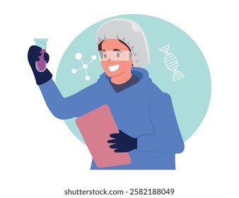 researcher carrying out scientific studies, scientist. vector illustration.