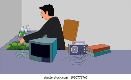 A researcher is doing research - illustration