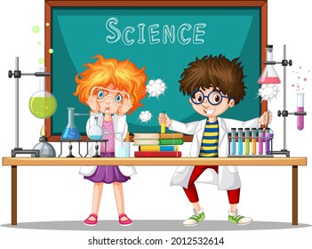 Researcher experiment in the laboratory illustration