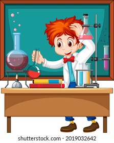 Researcher experiment in the laboratory illustration