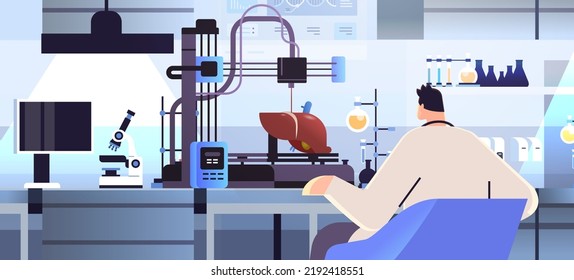 researcher prints liver model on 3d bio printer medical printing of human transplantation organ biological engineering