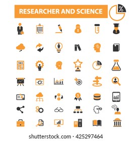 researcher and science icons
