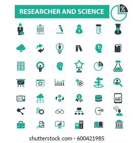 researcher and science icons
