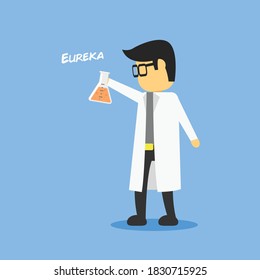 Researcher vector get something in the experiment illustration. Eureka moment.