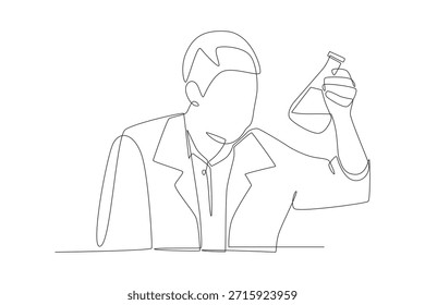 Los investigadores están analizando muestras de ADN. Concepto de análisis de ADN dibujo de una línea