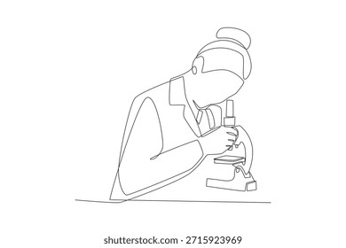 Los investigadores están analizando muestras de ADN. Concepto de análisis de ADN dibujo de una línea