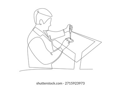 Los investigadores están analizando muestras de ADN. Concepto de análisis de ADN dibujo de una línea