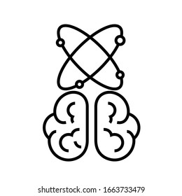 Researching brain line icon, concept sign, outline vector illustration, linear symbol.