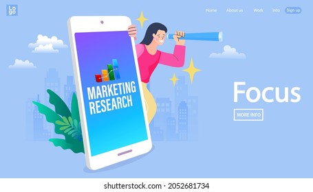 Researching customer demand. observing consumer behavior. Marketing strategy and research. Identify people needs, determine solutions. focus group, target audience. vector business illustration.