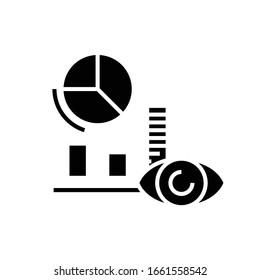 Researching diagrams black icon, concept illustration, vector flat symbol, glyph sign.