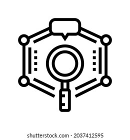investigación del vector de icono de línea de tema educativo. búsqueda del signo del tema educativo. símbolo de contorno aislado ilustración negra