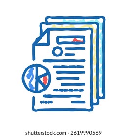 Recherchieren Finanzaudit und Diagramm doodle Symbol Skizze Vektor. Finanzaudit und Diagrammzeichen erforscht. einzelne Symbolgrafik