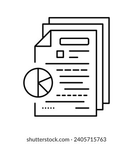 Recherche der Finanzaudit und Diagramm Linie Symbol Vektorgrafik. Recherche mit Finanzaudit und Kartenzeichen. isoliertes Kontursymbol